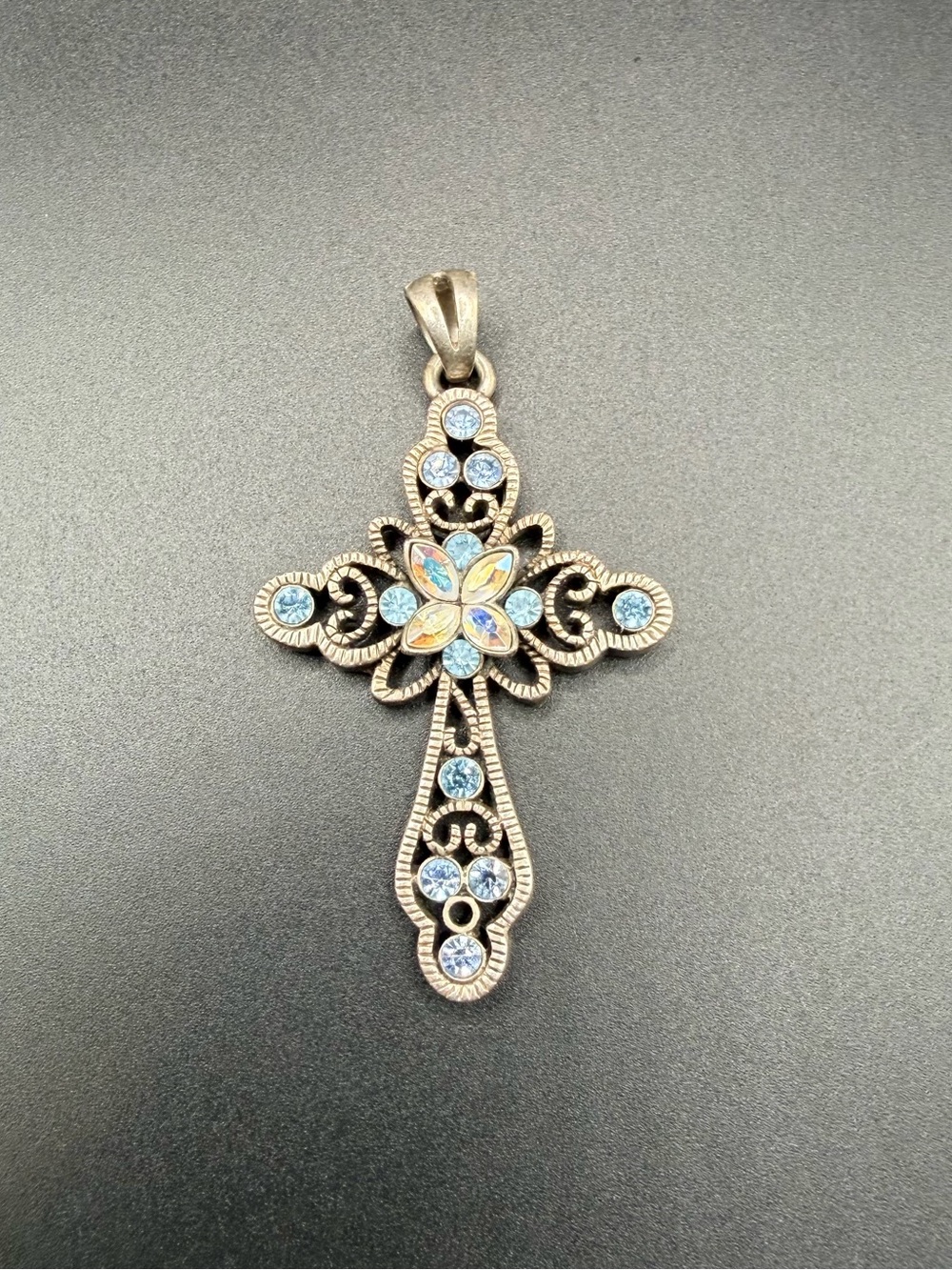 Lia Sophia Cross Pendant With Blue Stones Jewelry Religion
